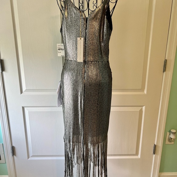 Brand new with tag ! Dress the population silver fringe dress - Picture 6 of 8